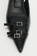 BUCKLE STILETTO SLING BACK HEELS IN BLACK image 3