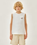 KIDS DOODLE CLASSIC LOGO POCKET SLEEVELESS IN WHITE image 11