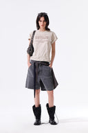 LETTERING GRAFFITI CREASE TOP IN BEIGE image 8
