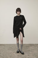 CASHMERE BLENDED ROUND KNIT CARDIGAN IN BLACK image 10