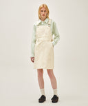 W DENIM OVERALL MIDI SKRT IN ECRU