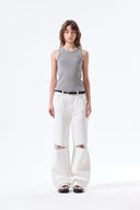 DESTROYED COLOR DYEING DENIM PANTS IN WHITE image 12