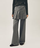 W LAYERED PLEATS SKIRT PANTS IN GRAY image 17