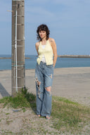 LAYERED BUTTON HALTER NECK TOP IN LIGHT YELLOW image 7