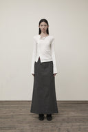 SNAP DETAIL SLIM TOP IN IVORY image 6