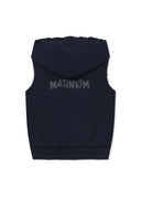 BACK LOGO JERSEY HOOD VEST IN NAVY image 14