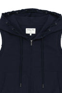 BACK LOGO JERSEY HOOD VEST IN NAVY image 3