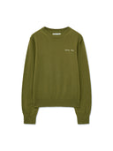 CASHMERE BLENDED ROUND KNIT PULLOVER IN OLIVE image 12