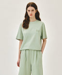 DRAWING LOGO DYEING TEE IN MINT image 12