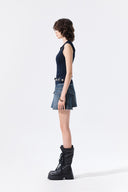 CARGO MINI DENIM SKORT IN BLUE image 7