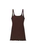 OPEN BACK RIBBED KNIT DRESS IN BROWN image 1