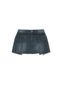 CARGO MINI DENIM SKORT IN BLUE image 1