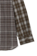 MIXED CHECK OVER FIT SHIRT IN BROWN image 17