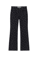 FLOWER PATTERN FLARE DENIM PANTS IN BLACK image 12