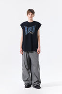 RAW EDGE CUT OUT SLEEVELESS TOP FOR MEN IN BLACK image 8