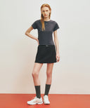 MARITHE SPORT W FLARE MINI SKIRT IN BLACK