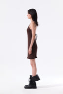 OPEN BACK RIBBED KNIT DRESS IN BROWN image 7