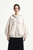 VINTAGE WASHED GRAFFITI HOODY ZIP UP IN BEIGE image 17