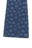 FLOWER PATTERN FLARE DENIM PANTS IN BLUE image 5