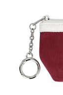 MINI CORDUROY POUCH KEYRING IN BURGUNDY