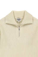 W CABLE POINT HALF ZIP-UP KNIT IN IVORY