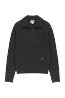 W CABLE POINT HALF ZIP-UP KNIT IN CHARCOAL GREY