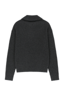 W CABLE POINT HALF ZIP-UP KNIT IN CHARCOAL GREY