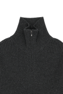 W CABLE POINT HALF ZIP-UP KNIT IN CHARCOAL GREY