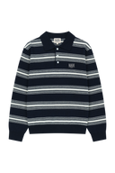 SMALL CLASSIC LOGO MULTI STRIPE POLO KNIT IN NAVY
