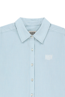 W OVERSIZED SHEER SHIRTS IN SKY BLUE