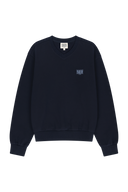W SMALL CLASSIC LOGO V NECK BALLON SWEATSHIRT IN NAVY