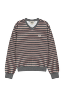 W SMALL CLASSIC LOGO V NECK BALLON SWEATSHIRT IN STRIPE