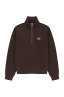 SMALL CLASSIC LOGO HALF ZIPUP SWEATSHIRT IN DARK BROWN