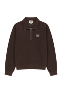 SMALL CLASSIC LOGO HALF ZIPUP SWEATSHIRT IN DARK BROWN