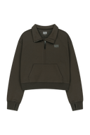 MARITHE SPORT W OVERSIZED SOFT BRUSHED HALF ZIP-UP IN BROWN