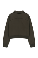 MARITHE SPORT W OVERSIZED SOFT BRUSHED HALF ZIP-UP IN BROWN