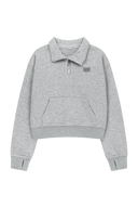 MARITHE SPORT W OVERSIZED SOFT BRUSHED HALF ZIP-UP IN HEATHER GREY