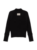 HIGH NECK SLEEVE LOGO KNIT CARDIGAN IN BLACK