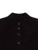HIGH NECK SLEEVE LOGO KNIT CARDIGAN IN BLACK