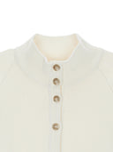 HIGH NECK SLEEVE LOGO KNIT CARDIGAN IN IVORY