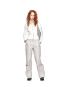HIGH NECK SLEEVE LOGO KNIT CARDIGAN IN IVORY
