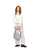 HIGH NECK SLEEVE LOGO KNIT CARDIGAN IN IVORY