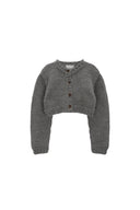 HANDMADE BUTTON CROP CARDIGAN IN GRAY