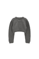HANDMADE BUTTON CROP CARDIGAN IN GRAY