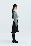 HANDMADE BUTTON CROP CARDIGAN IN GRAY