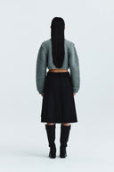 HANDMADE BUTTON CROP CARDIGAN IN GRAY