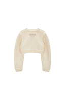 HANDMADE BUTTON CROP CARDIGAN IN IVORY