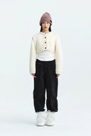 HANDMADE BUTTON CROP CARDIGAN IN IVORY
