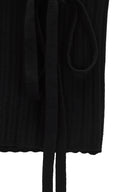 LAYERED KNIT STRING WRAP SKIRT IN BLACK