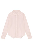 淡粉色鈕扣條紋袖口襯衫